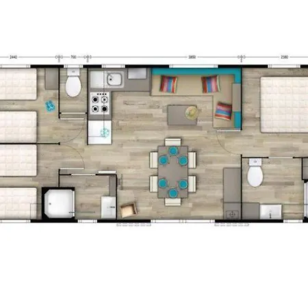 Mobil 32m² Avec Terrasse Pour 6 Personnes - Api-1-52-304 Kemping *
